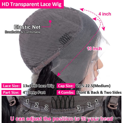 Virgin Brazilian Body Wave Human Hair Wigs Lace Front,Pre Pluck HD Transparent 360 Lace Frontal 5x5 Closure Wig For Black Women